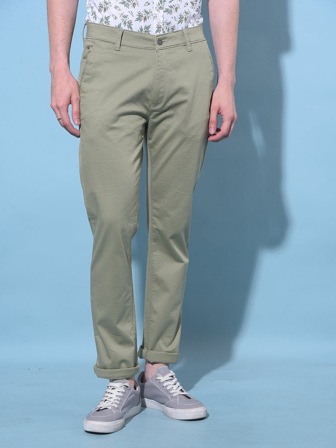 Olive Chinos Trousers-Men Trousers-Crimsoune Club