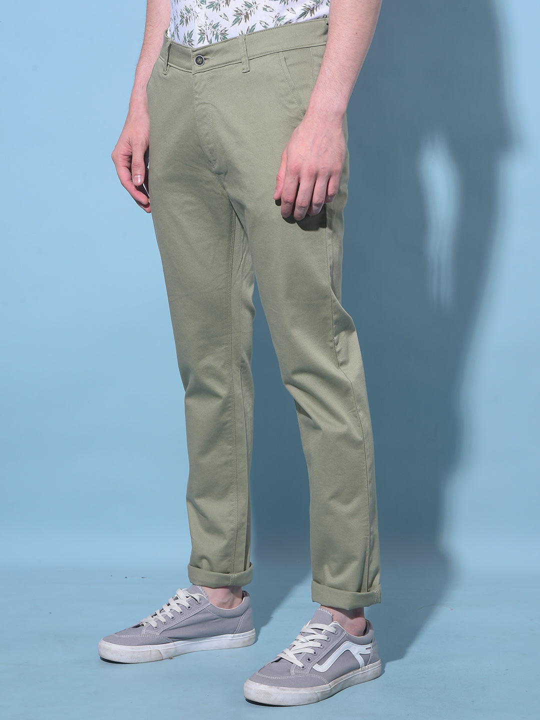 Olive Chinos Trousers-Men Trousers-Crimsoune Club