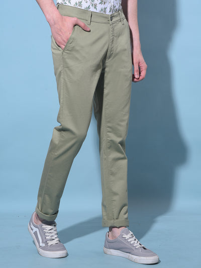 Olive Chinos Trousers-Men Trousers-Crimsoune Club