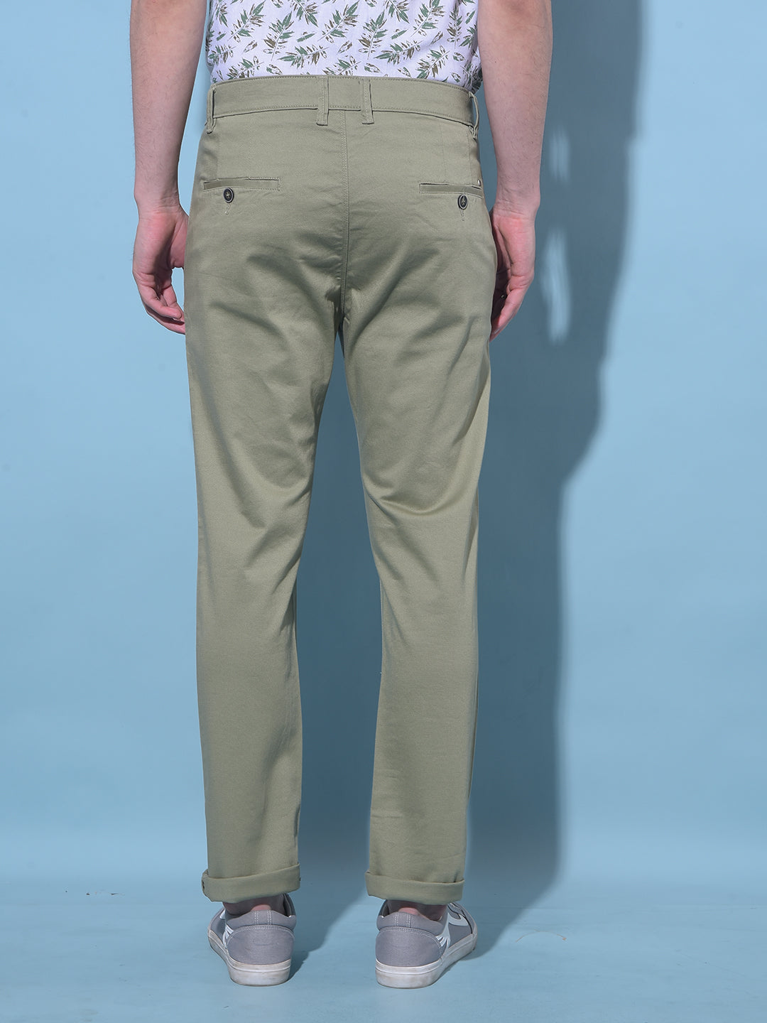 Olive Chinos Trousers-Men Trousers-Crimsoune Club