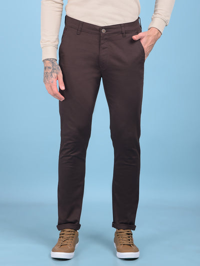 Brown Stretchable Trousers-Men Trousers-Crimsoune Club