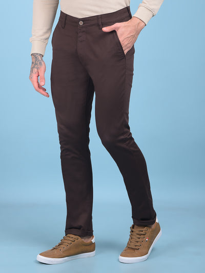 Brown Stretchable Trousers-Men Trousers-Crimsoune Club