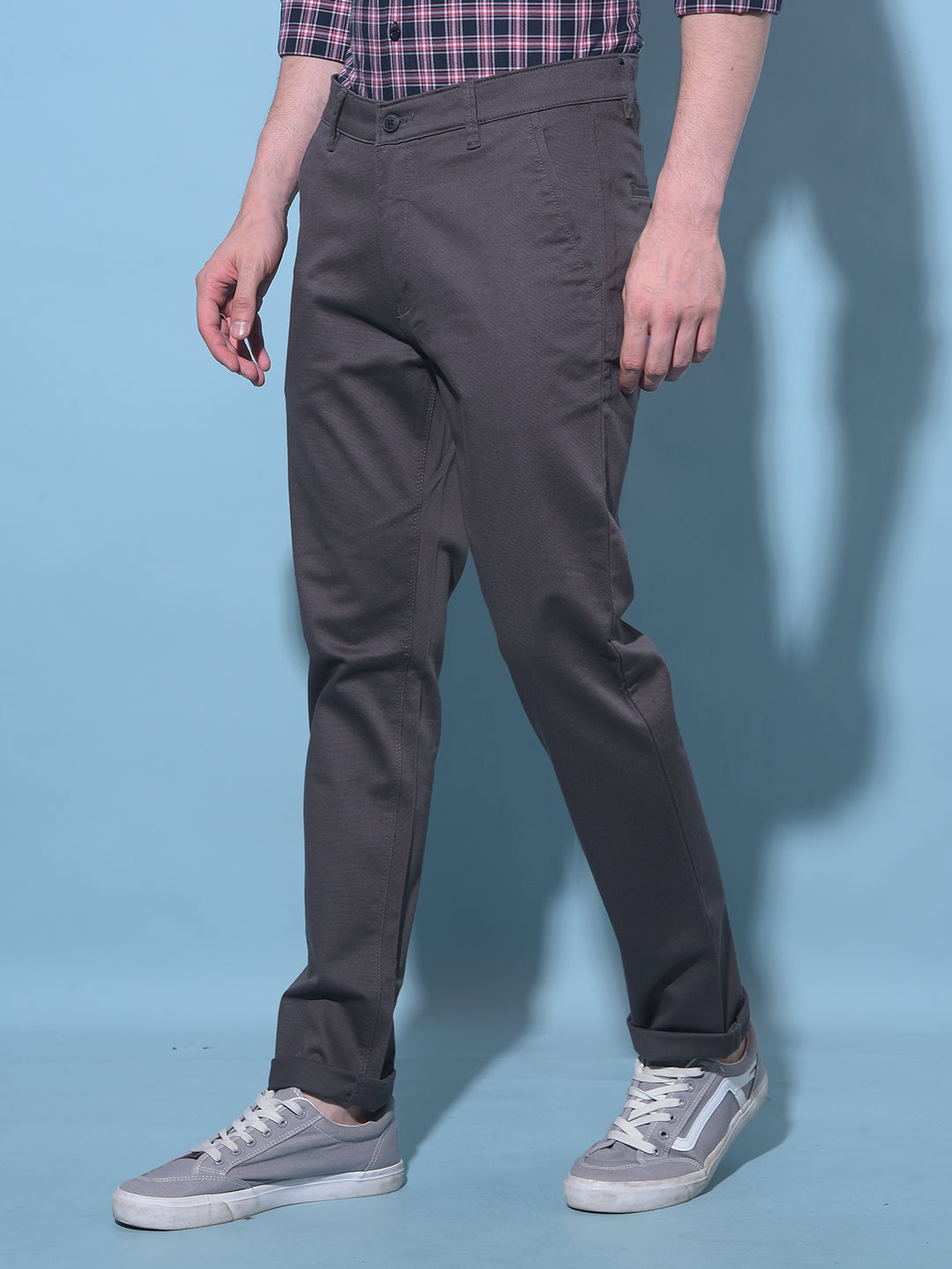 Grey Chinos Trousers-Men Trousers-Crimsoune Club