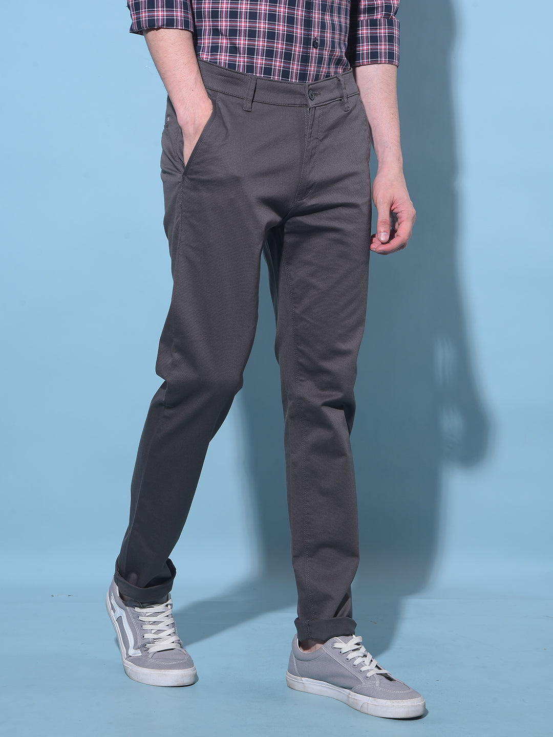 Grey Chinos Trousers-Men Trousers-Crimsoune Club