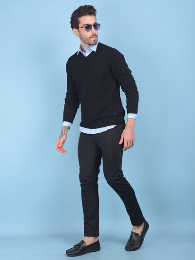 Black Stretchable Trousers-Men Trousers-Crimsoune Club