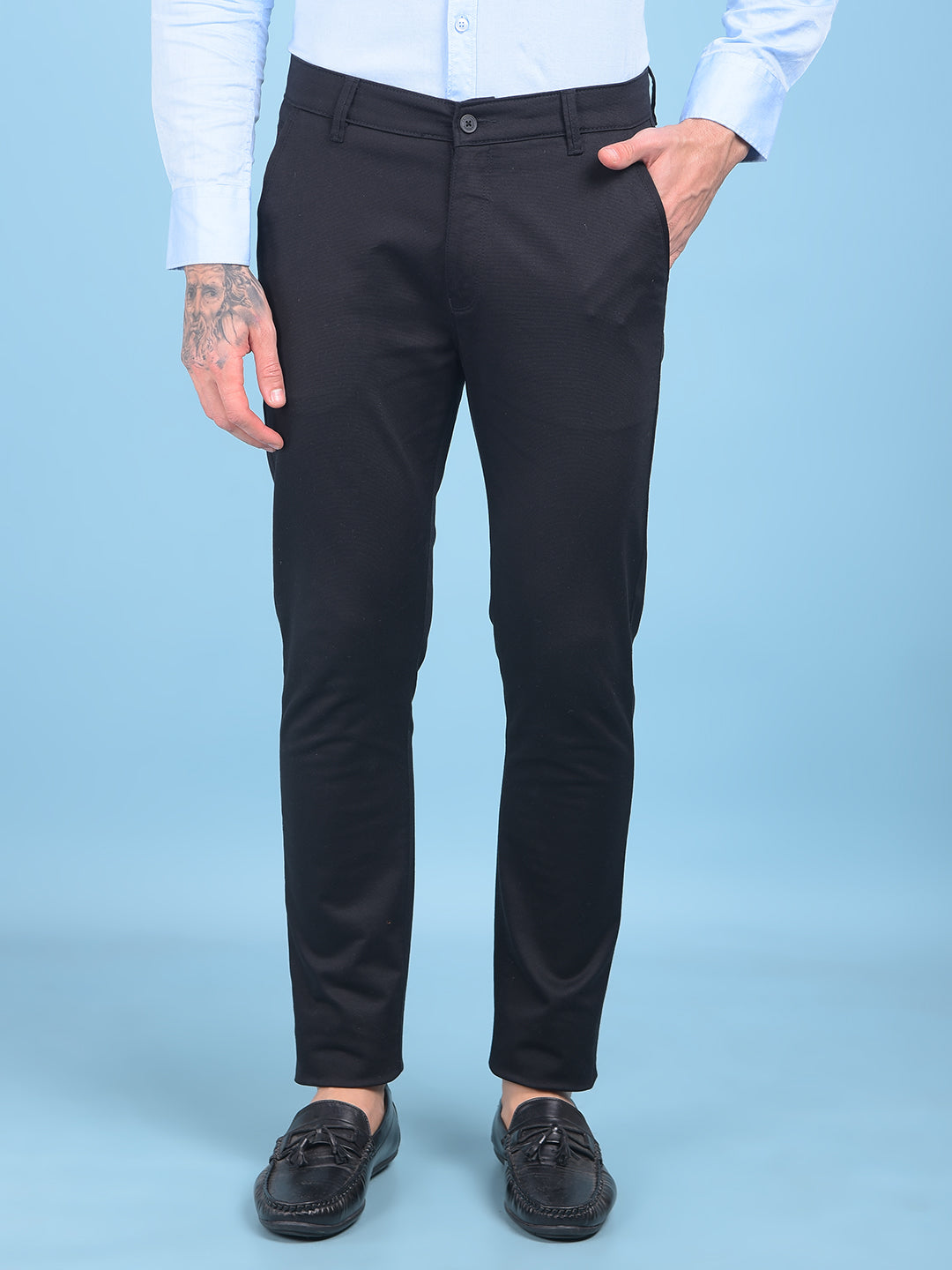 Black Stretchable Trousers-Men Trousers-Crimsoune Club