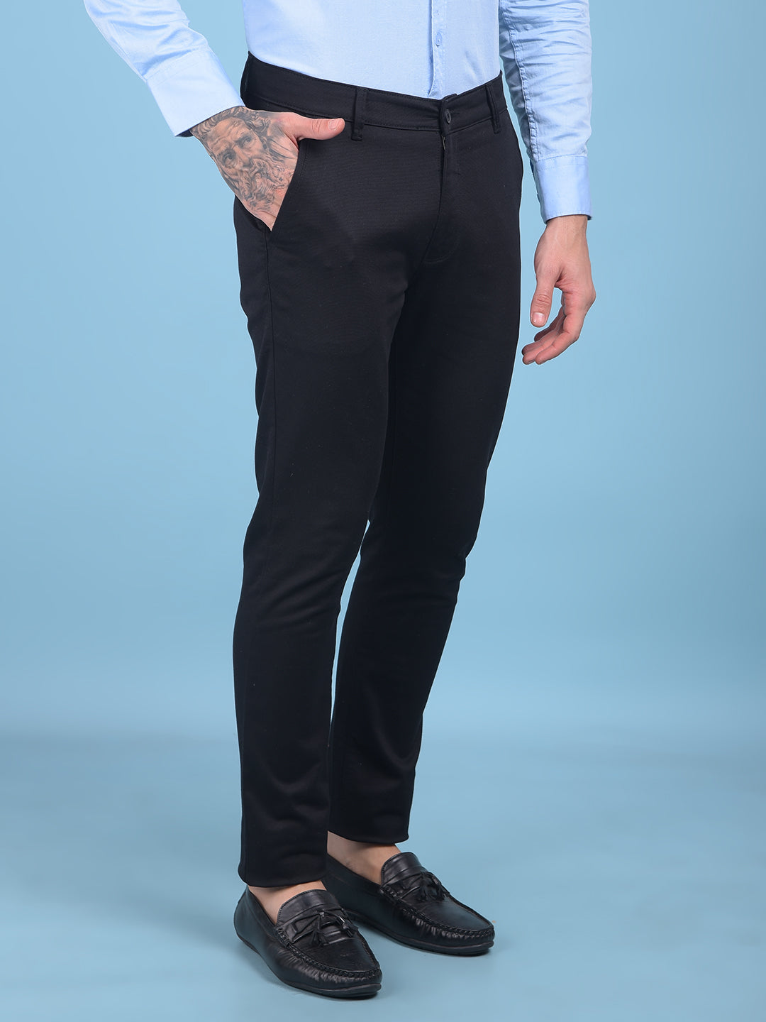 Black Stretchable Trousers-Men Trousers-Crimsoune Club