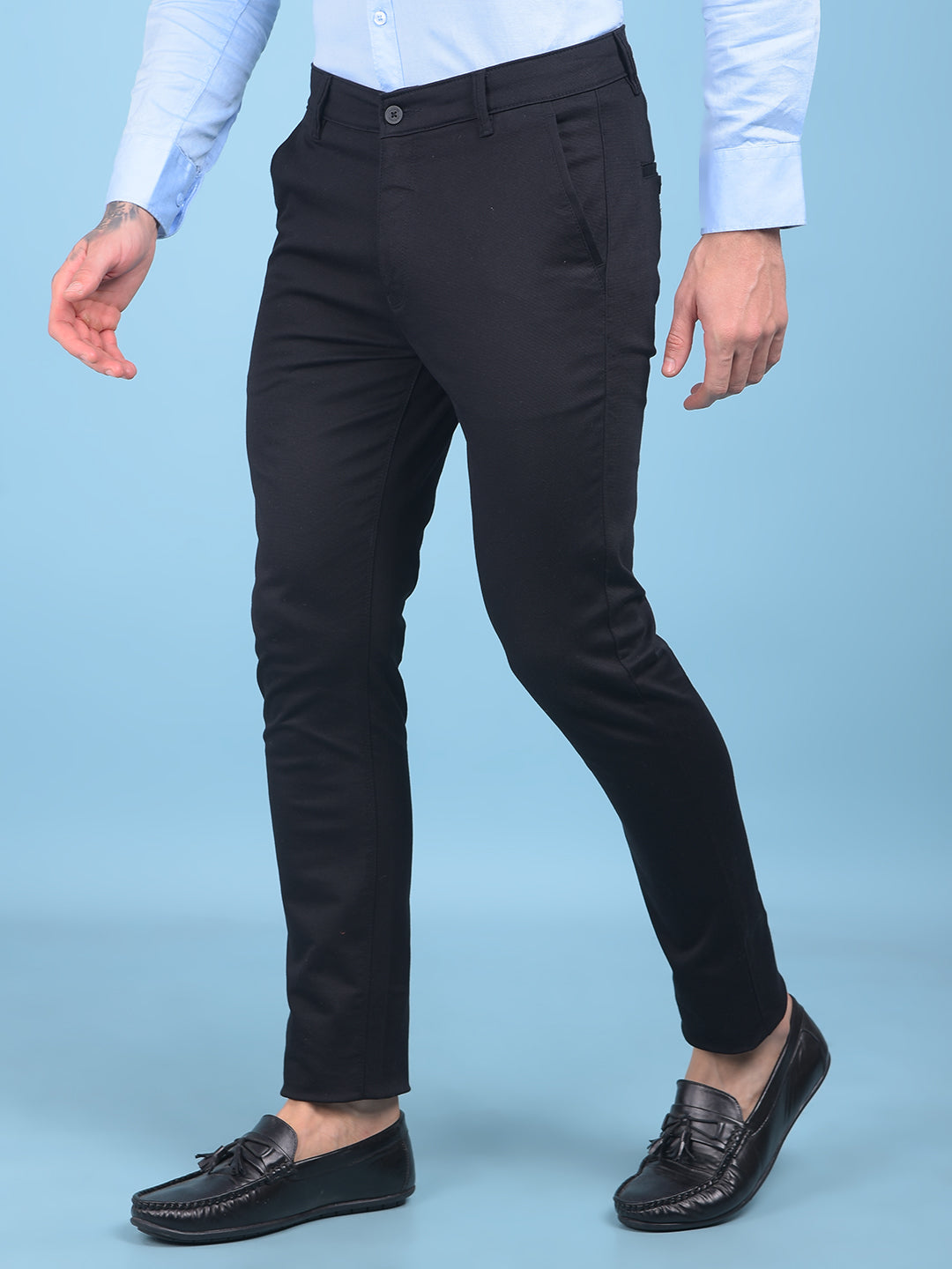 Black Stretchable Trousers-Men Trousers-Crimsoune Club