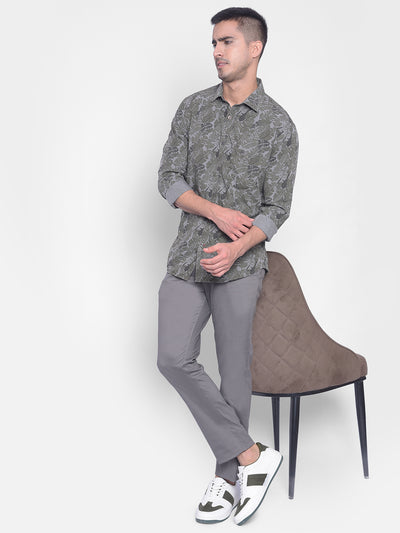 Grey Printed Trouser-Men Jeans-Crimsoune Club