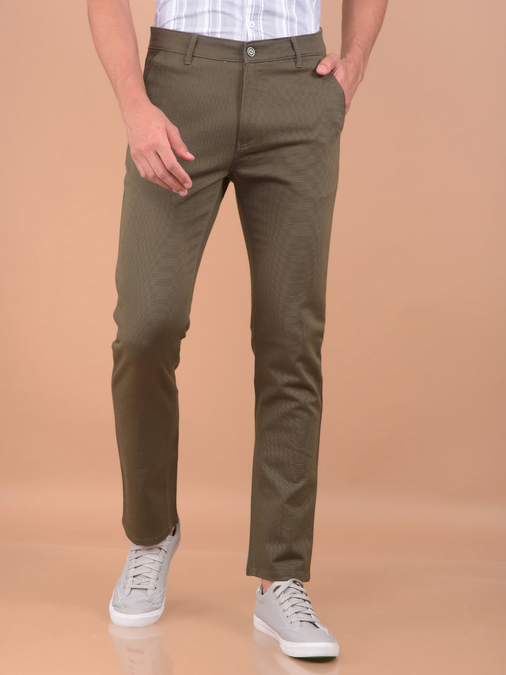 Olive Printed Trousers-Men Trousers-Crimsoune Club