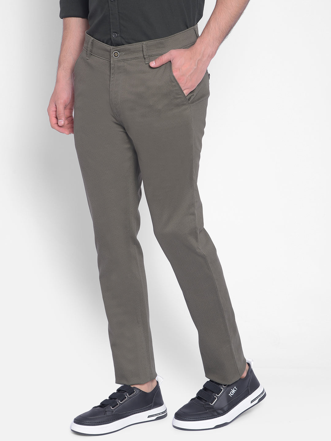 Olive Printed Trouser-Men Jeans-Crimsoune Club