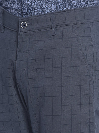 Blue Printed Trousers-Men Trousers-Crimsoune Club