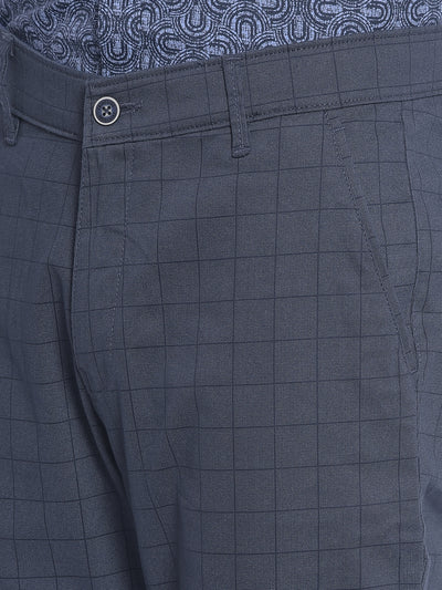 Blue Printed Trousers-Men Trousers-Crimsoune Club