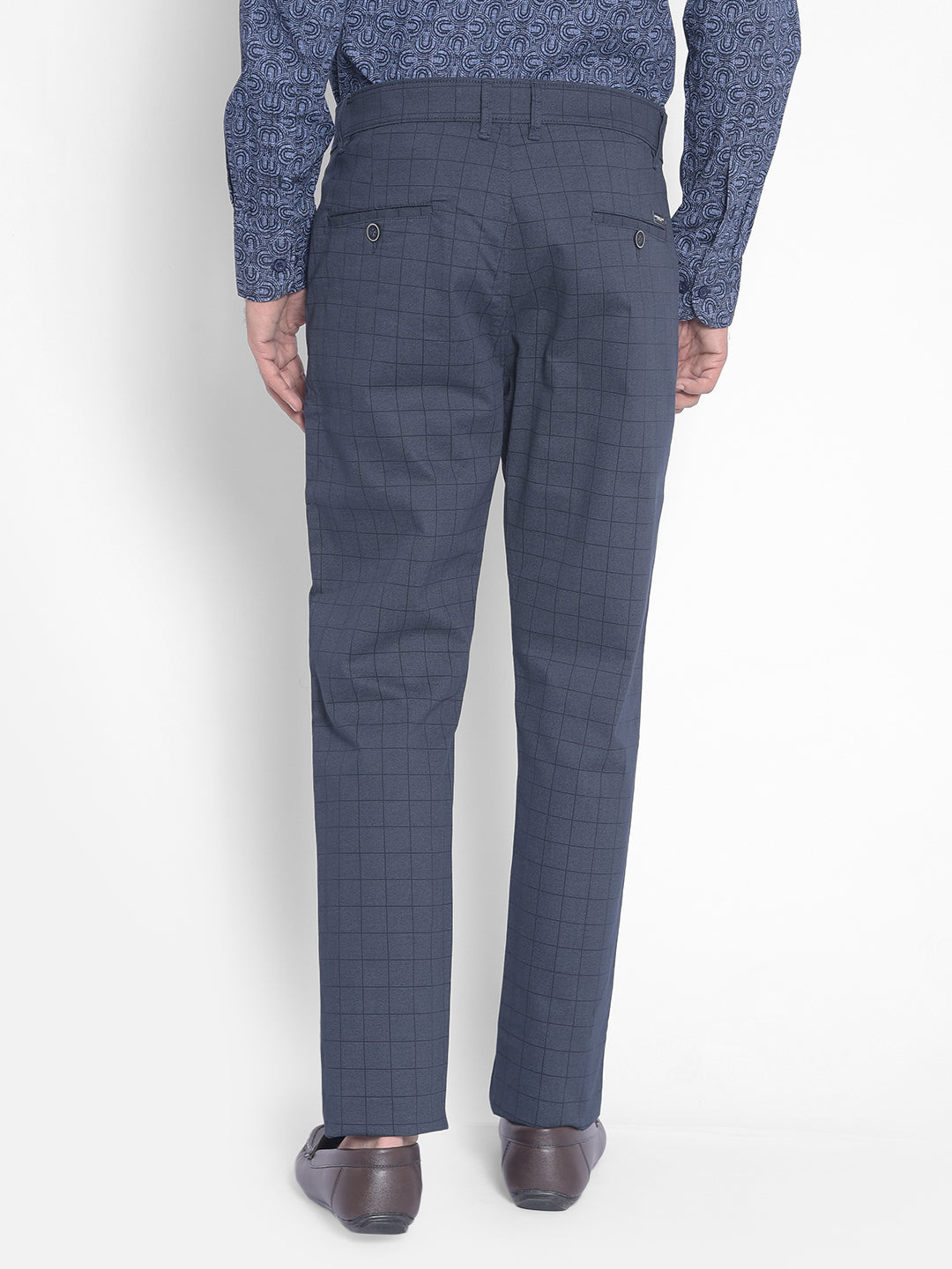 Blue Printed Trousers-Men Trousers-Crimsoune Club