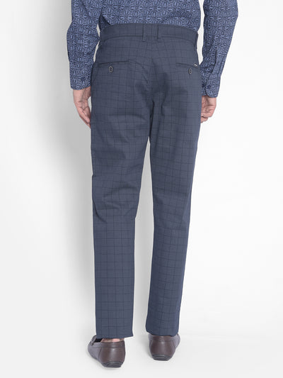 Blue Printed Trousers-Men Trousers-Crimsoune Club