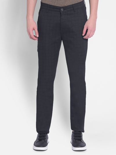 Black Checked Trousers-Men Trousers-Crimsoune Club