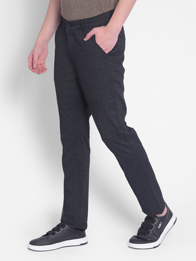 Black Checked Trousers-Men Trousers-Crimsoune Club