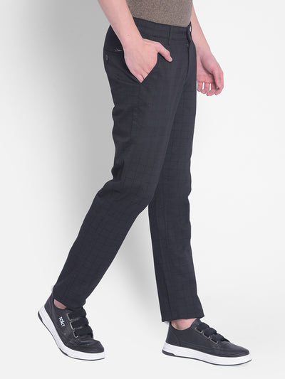 Black Checked Trousers-Men Trousers-Crimsoune Club