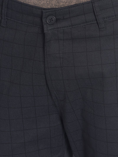 Black Checked Trousers-Men Trousers-Crimsoune Club