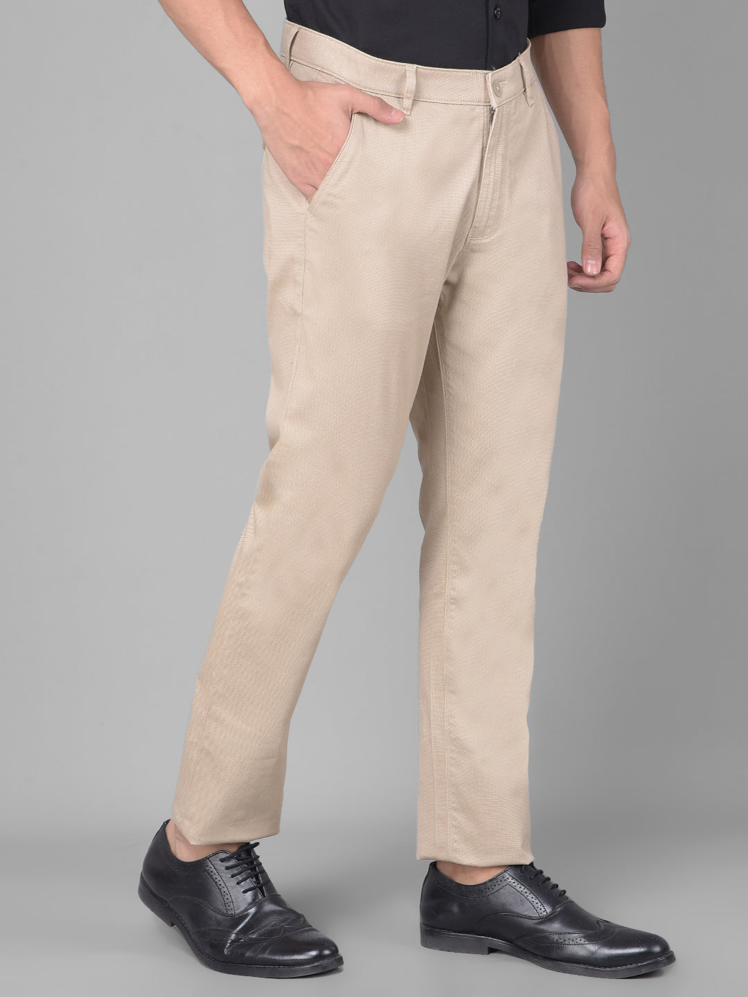 Beige Printed Trousers-Men Trousers-Crimsoune Club