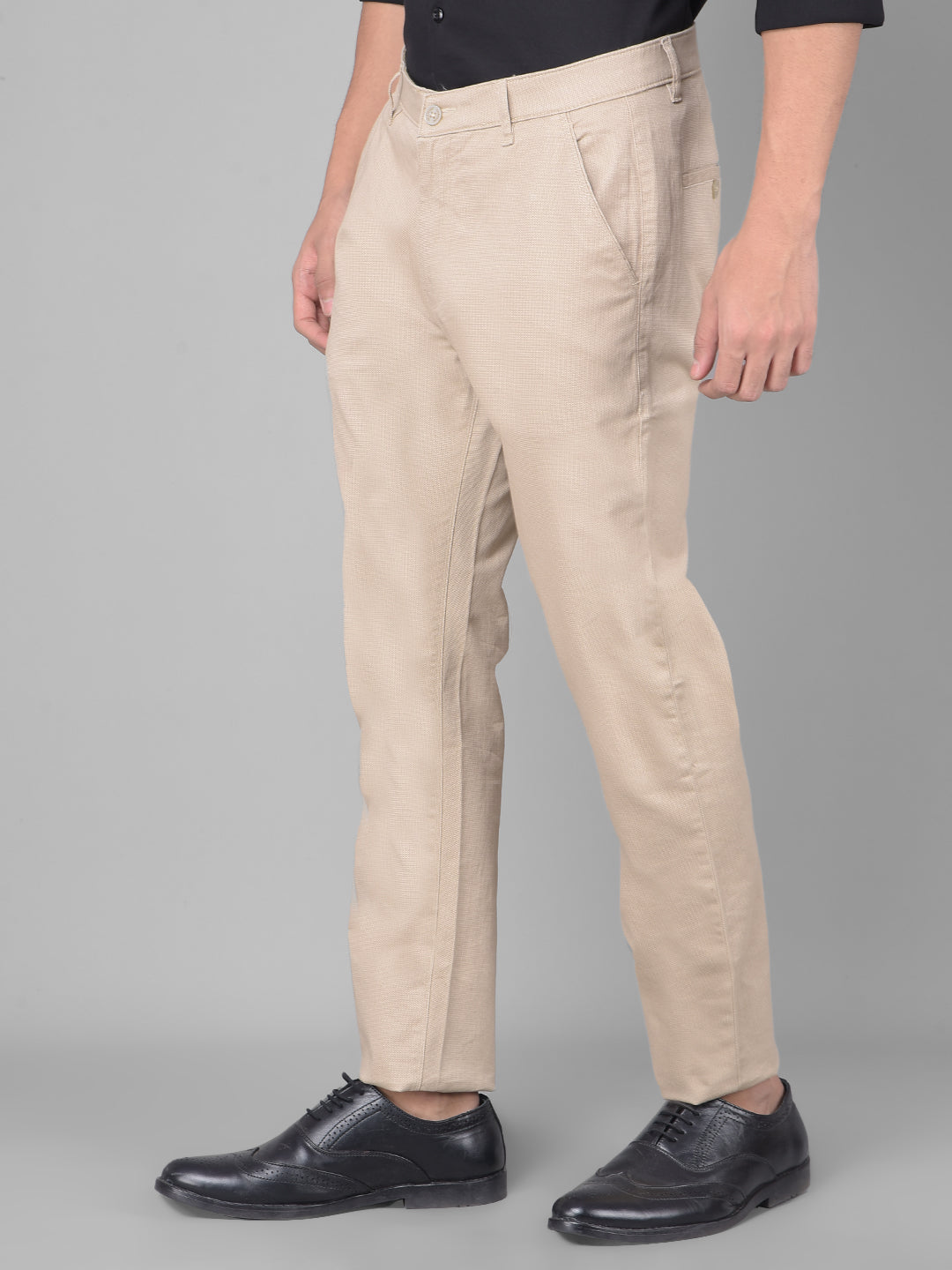 Beige Printed Trousers-Men Trousers-Crimsoune Club