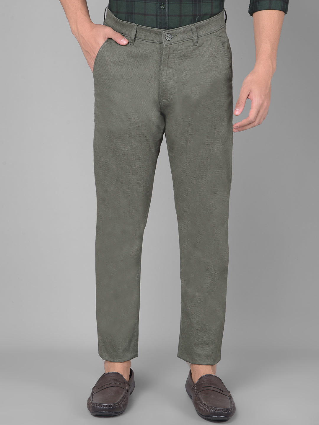 Olive Printed Trousers-Men Trousers-Crimsoune Club