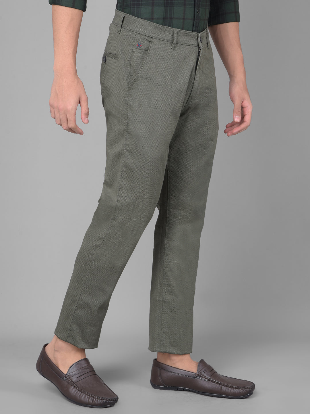 Olive Printed Trousers-Men Trousers-Crimsoune Club