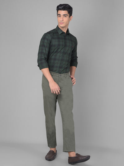 Olive Printed Trousers-Men Trousers-Crimsoune Club