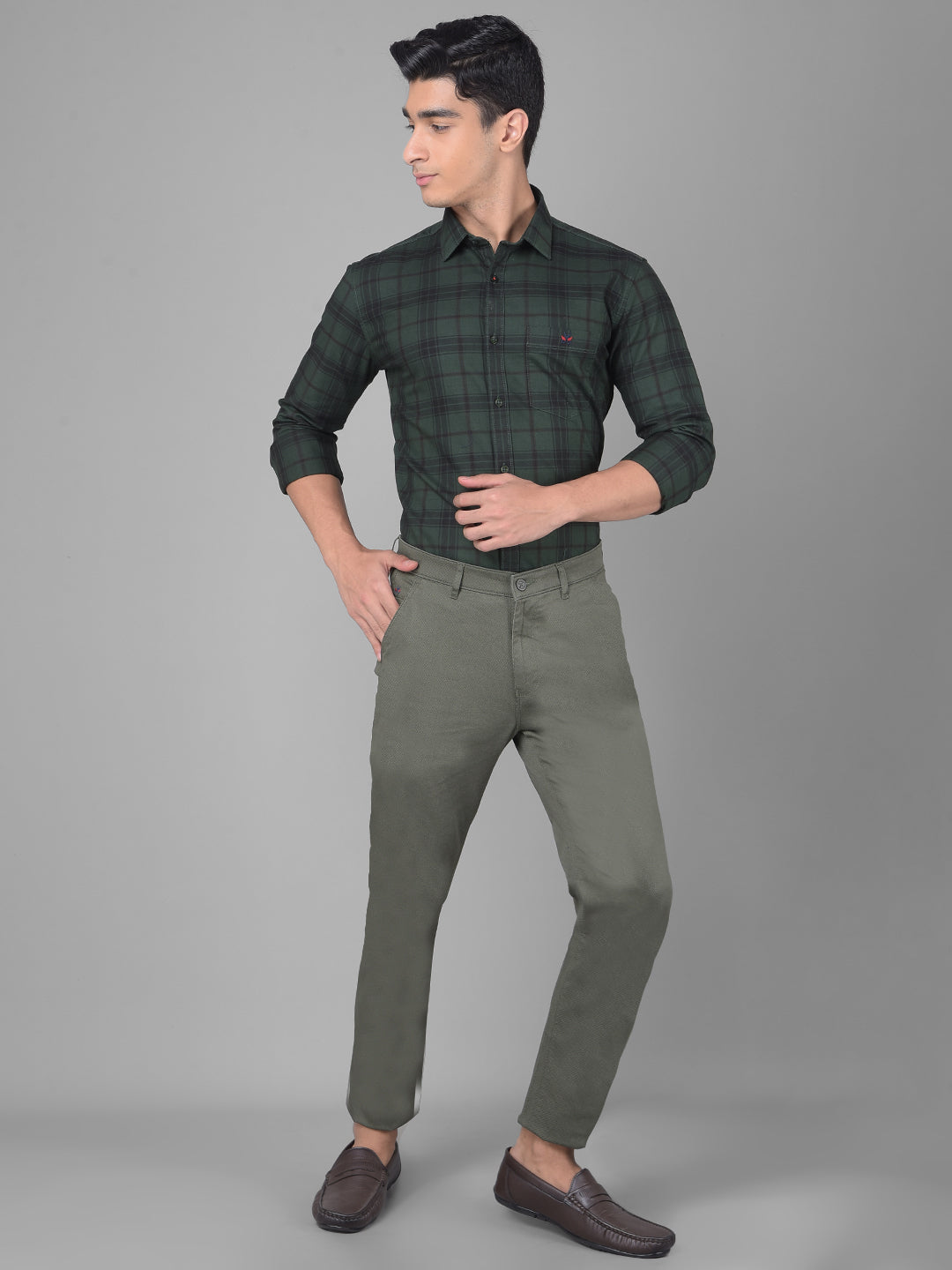 Olive Printed Trousers-Men Trousers-Crimsoune Club