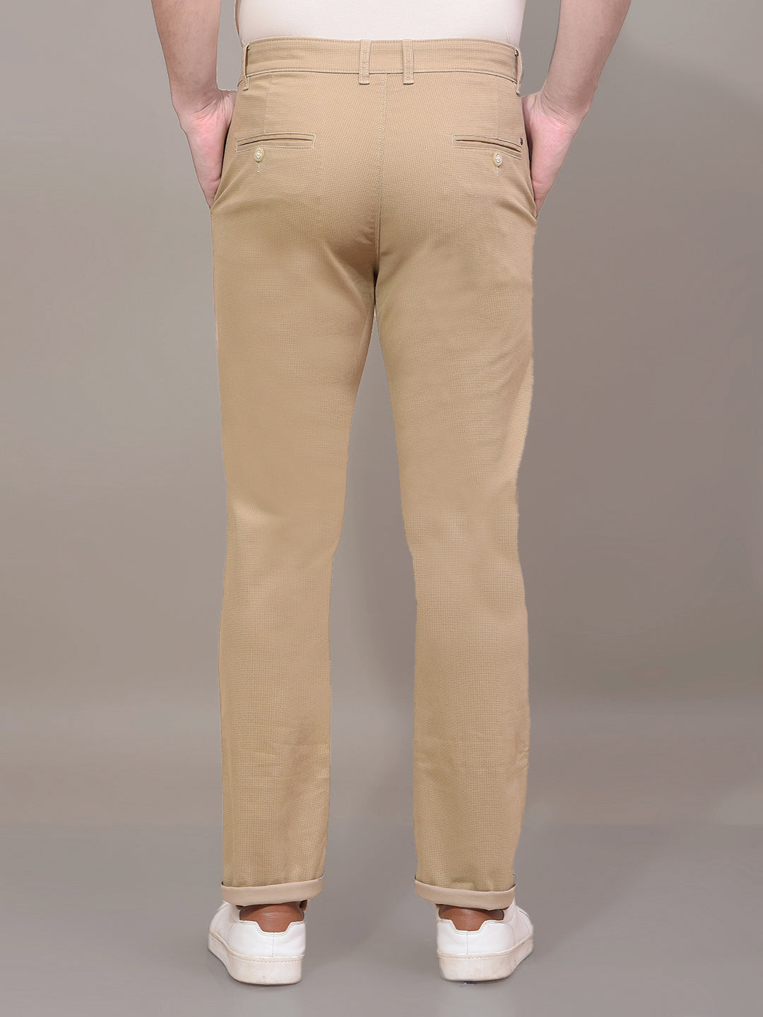 Beige Printed Trousers-Men Trousers-Crimsoune Club
