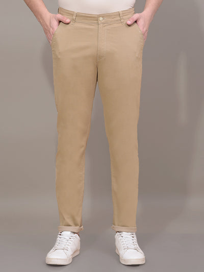 Beige Printed Trousers-Men Trousers-Crimsoune Club
