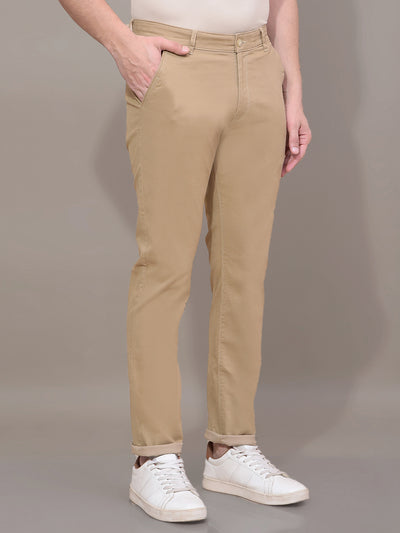 Beige Printed Trousers-Men Trousers-Crimsoune Club