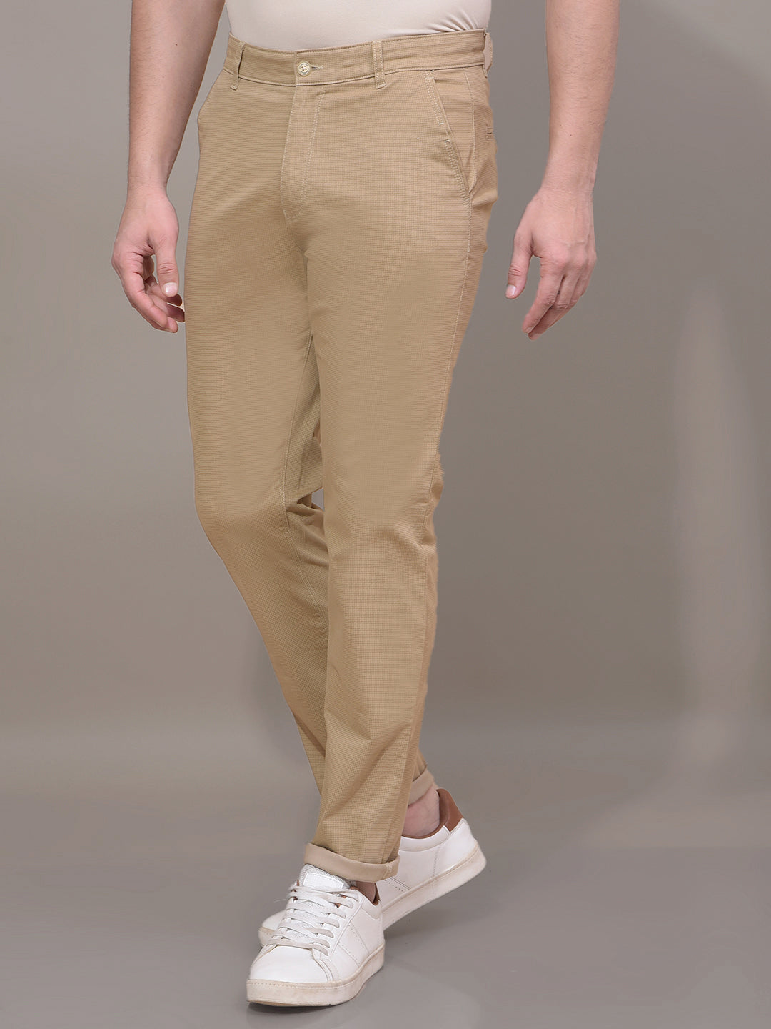 Beige Printed Trousers-Men Trousers-Crimsoune Club