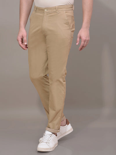 Beige Printed Trousers-Men Trousers-Crimsoune Club