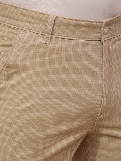 Beige Printed Trousers-Men Trousers-Crimsoune Club