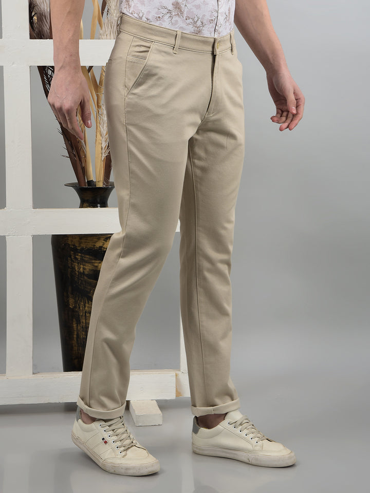Beige Printed Trousers-Men Trousers-Crimsoune Club