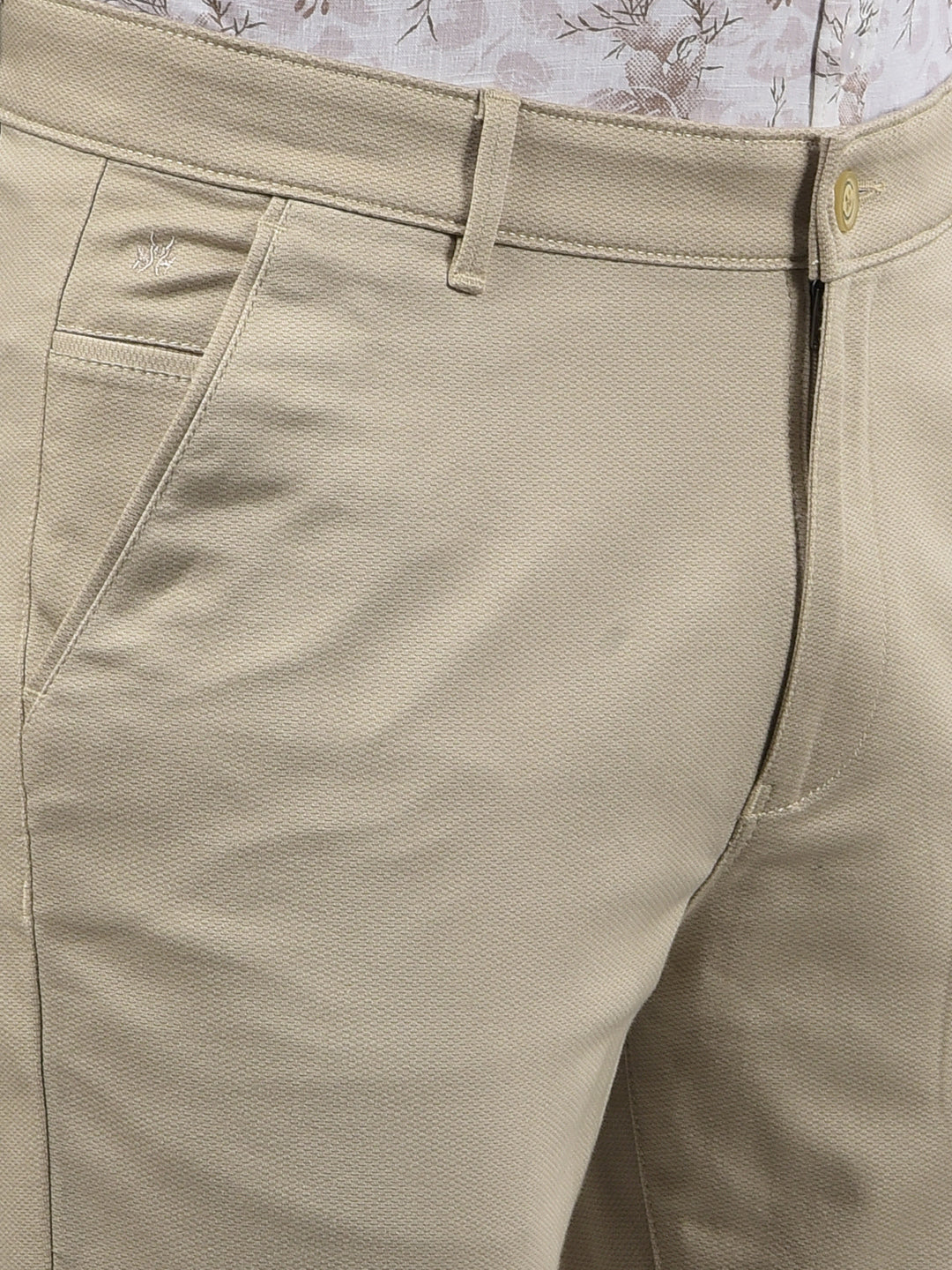 Beige Printed Trousers-Men Trousers-Crimsoune Club