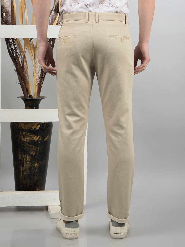 Beige Printed Trousers-Men Trousers-Crimsoune Club