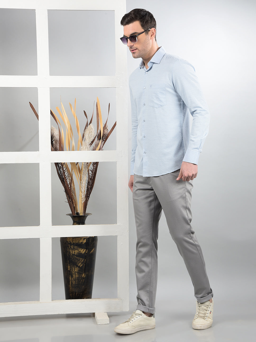 Grey Printed Trousers-Men Trousers-Crimsoune Club