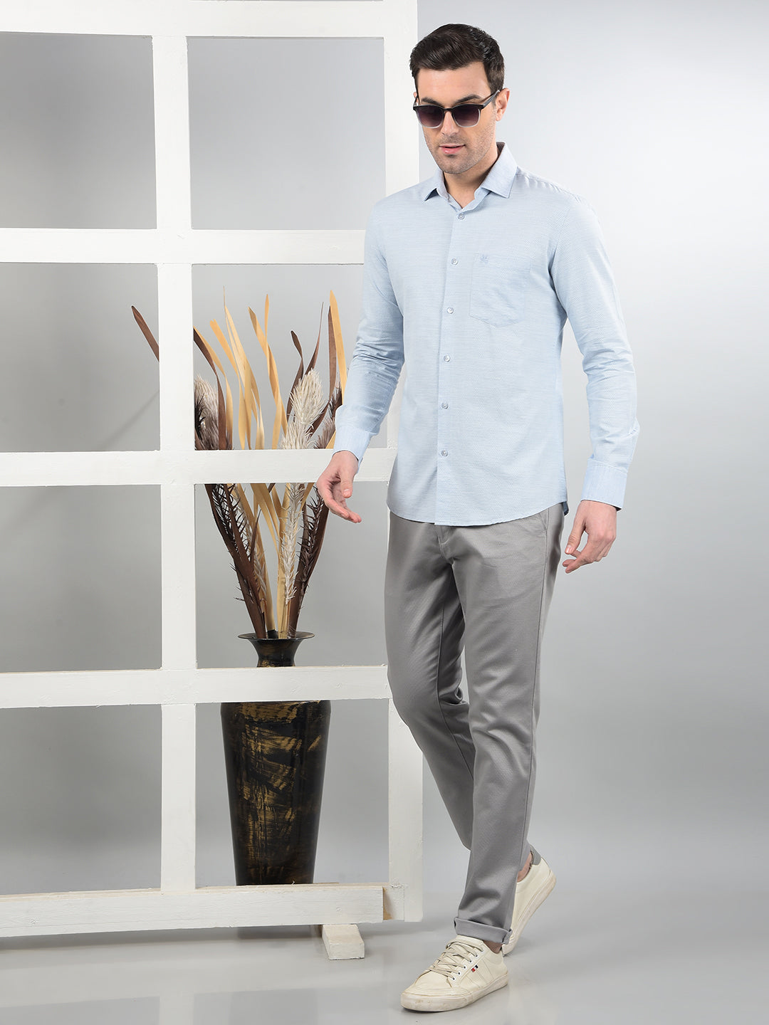 Grey Printed Trousers-Men Trousers-Crimsoune Club