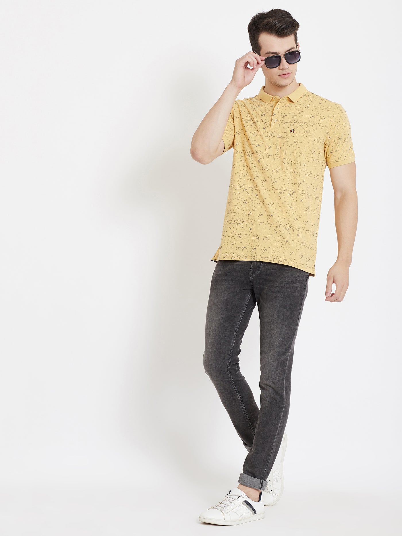 Printed Yellow T-shirt-Men T-Shirts-Crimsoune Club