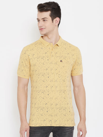 Printed Yellow T-shirt-Men T-Shirts-Crimsoune Club