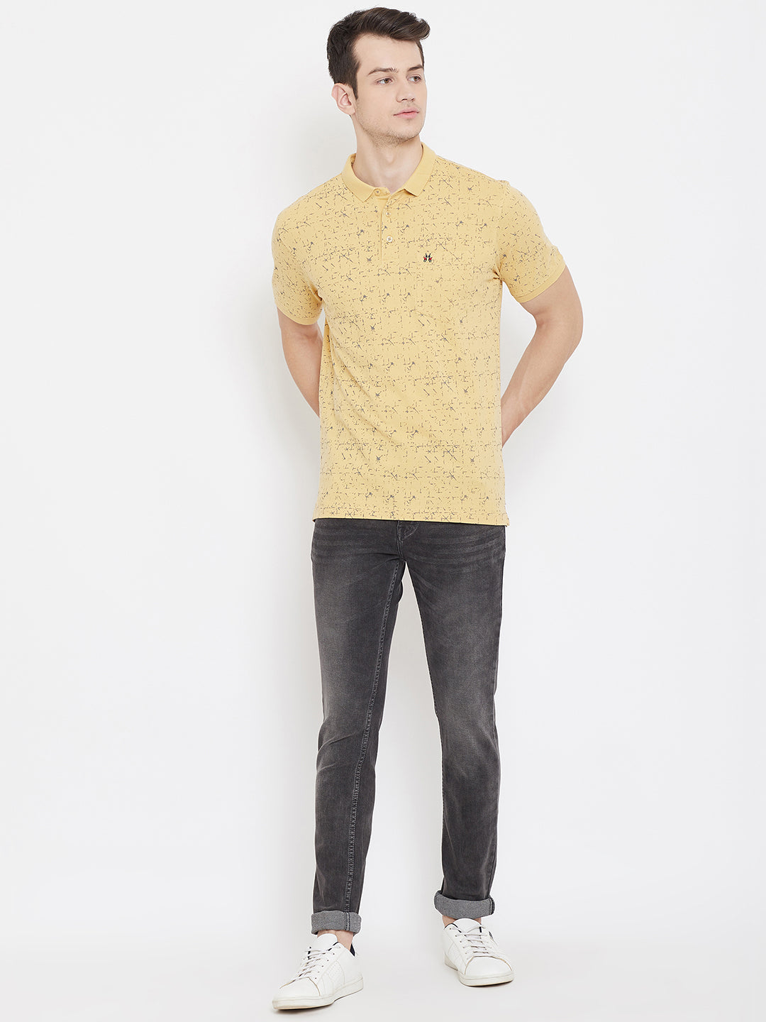 Printed Yellow T-shirt-Men T-Shirts-Crimsoune Club