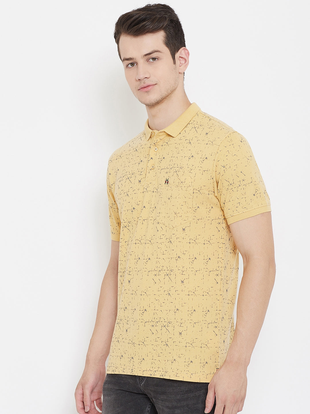 Printed Yellow T-shirt-Men T-Shirts-Crimsoune Club