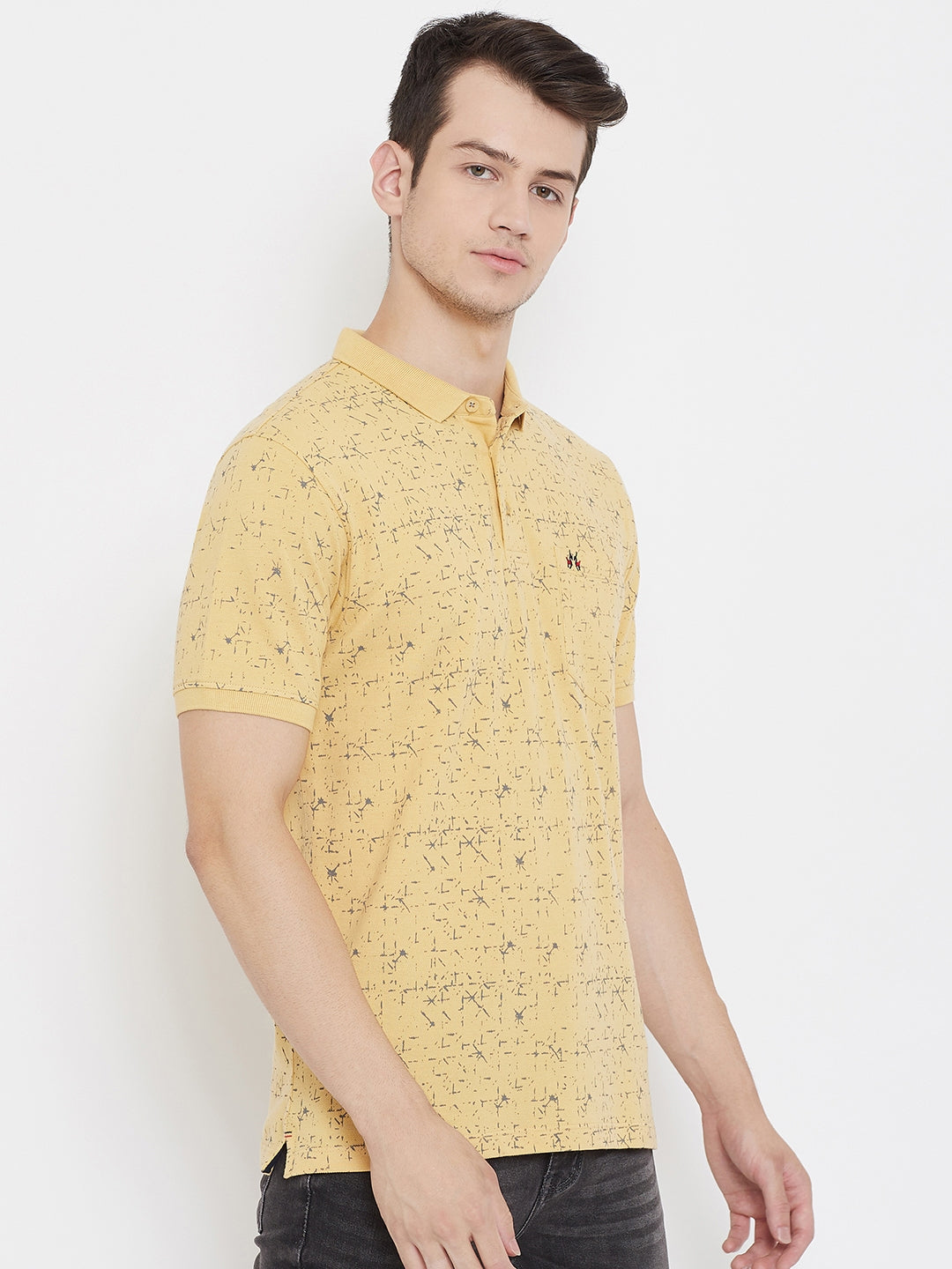 Printed Yellow T-shirt-Men T-Shirts-Crimsoune Club