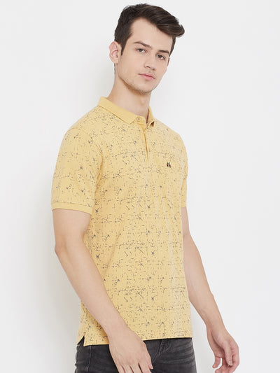 Printed Yellow T-shirt-Men T-Shirts-Crimsoune Club