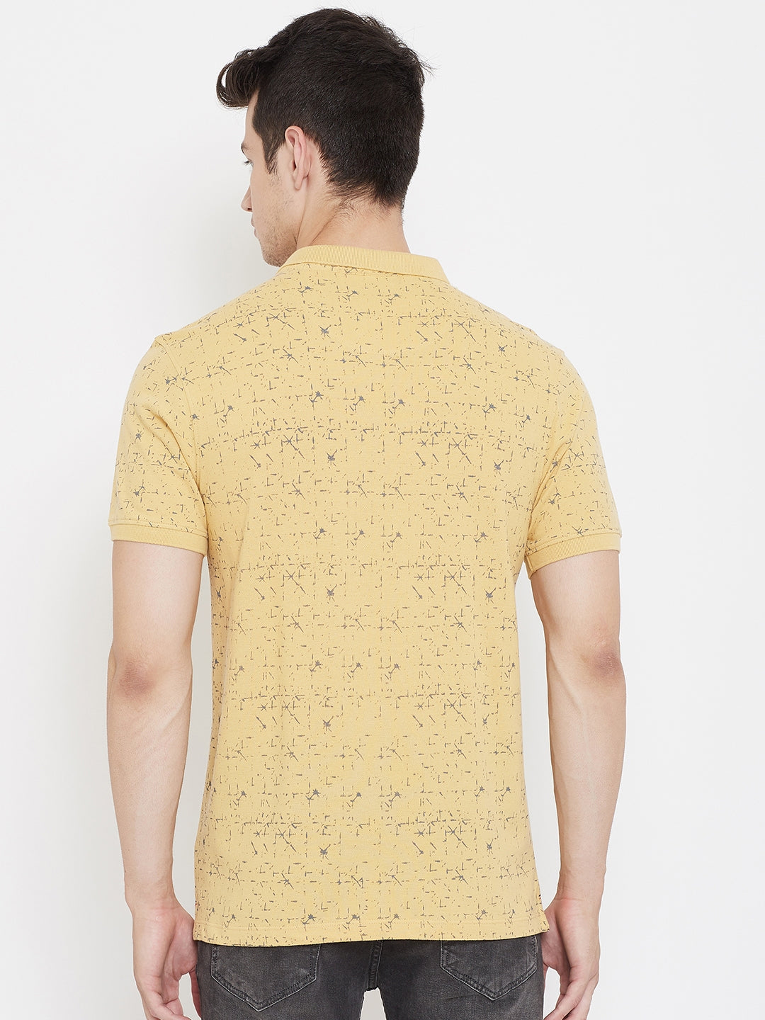 Printed Yellow T-shirt-Men T-Shirts-Crimsoune Club