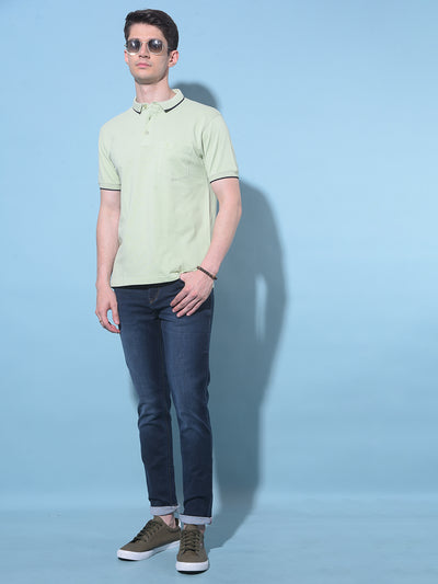 Green Cotton Polo T-Shirt-Men T-Shirts-Crimsoune Club