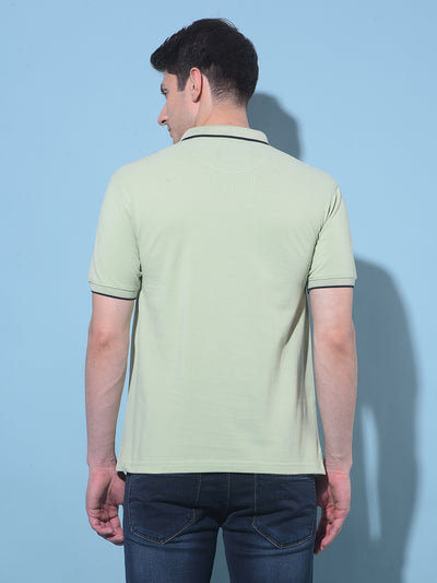 Green Cotton Polo T-Shirt-Men T-Shirts-Crimsoune Club