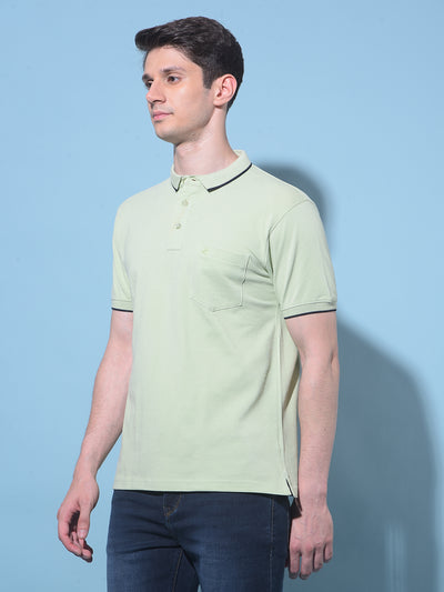 Green Cotton Polo T-Shirt-Men T-Shirts-Crimsoune Club